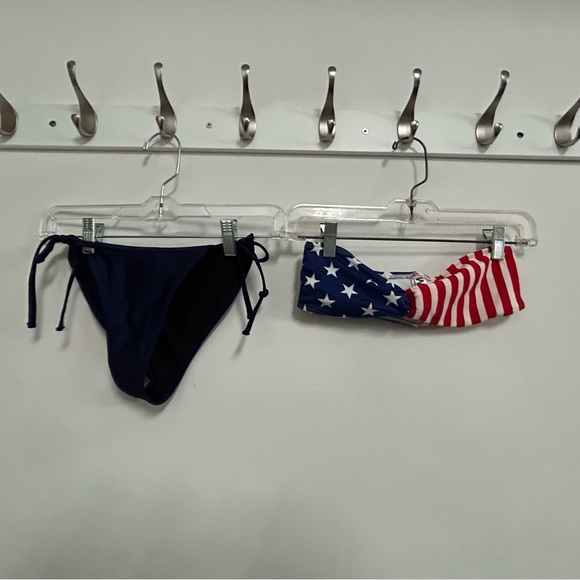 American apparel American flag print bandeau swim top & string bikini bottom - Picture 1 of 14